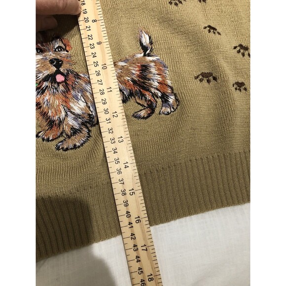 Vtg Cyn Les Shirlee Designs  Tan Embroidered Scottish Terrior Dog Sweater - Picture 5 of 8